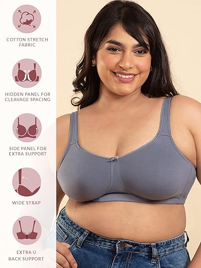 NYKD Women’s Cotton Non-Padded Wire-Free Casual Full Coverage Bra